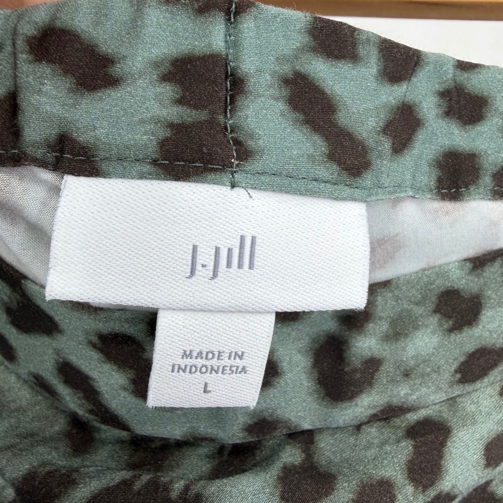 J. Jill Leopard Midi Skirt Womens L Green Black Animal Print Ecovero Viscose - Picture 5 of 7